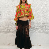 YUKA - Crochet lace midi skirt