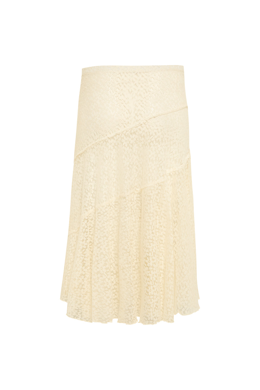 YUKA - Sheer lace panelled midi skirt