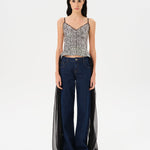 ZAYA - Embellished sequin top with a deep V neckline
