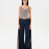 ZAYA - Embellished sequin top with a deep V neckline