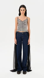ZAYA - Embellished sequin top with a deep V neckline