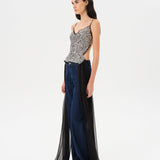 ZAYA - Embellished sequin top with a deep V neckline