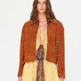 IOARIS - Stud detailed suede jacket