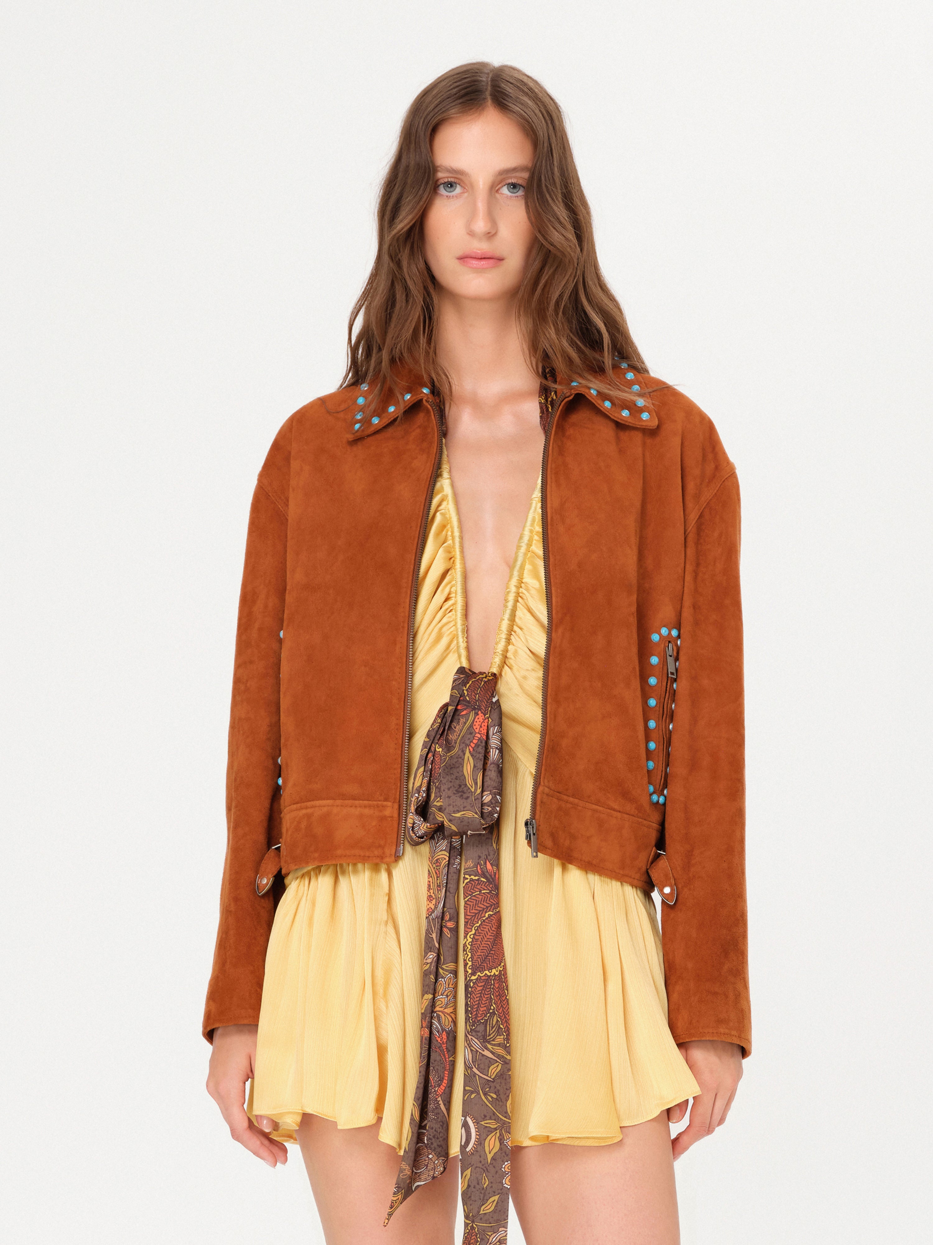 IOARIS - Stud detailed suede jacket