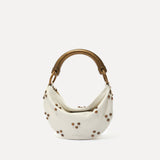 CHÉRIE SMALL - Mini hobo bag with metal top handle and studded