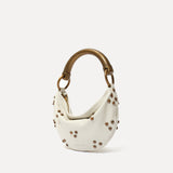 CHÉRIE SMALL - Mini hobo bag with metal top handle and studded