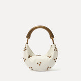 CHÉRIE SMALL - Mini hobo bag with metal top handle and studded