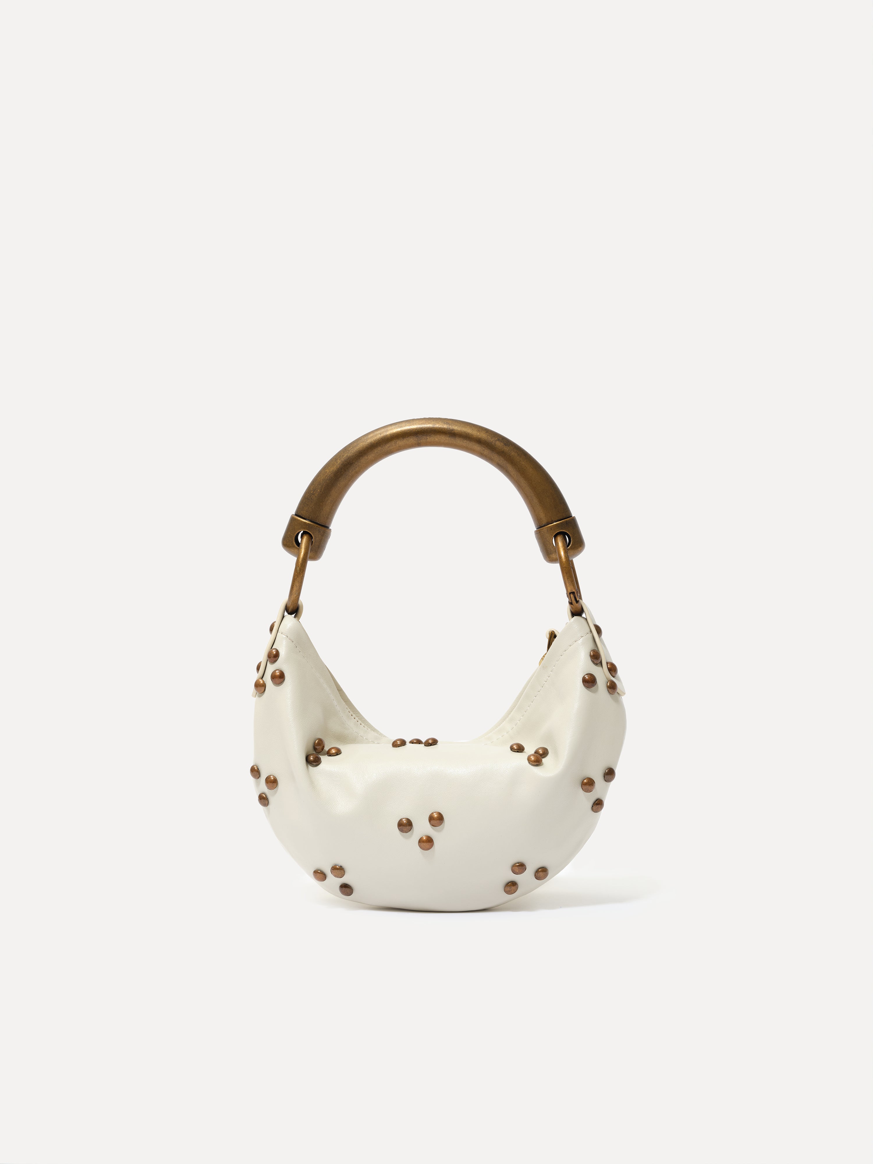 CHÉRIE SMALL - Mini hobo bag with metal top handle and studded