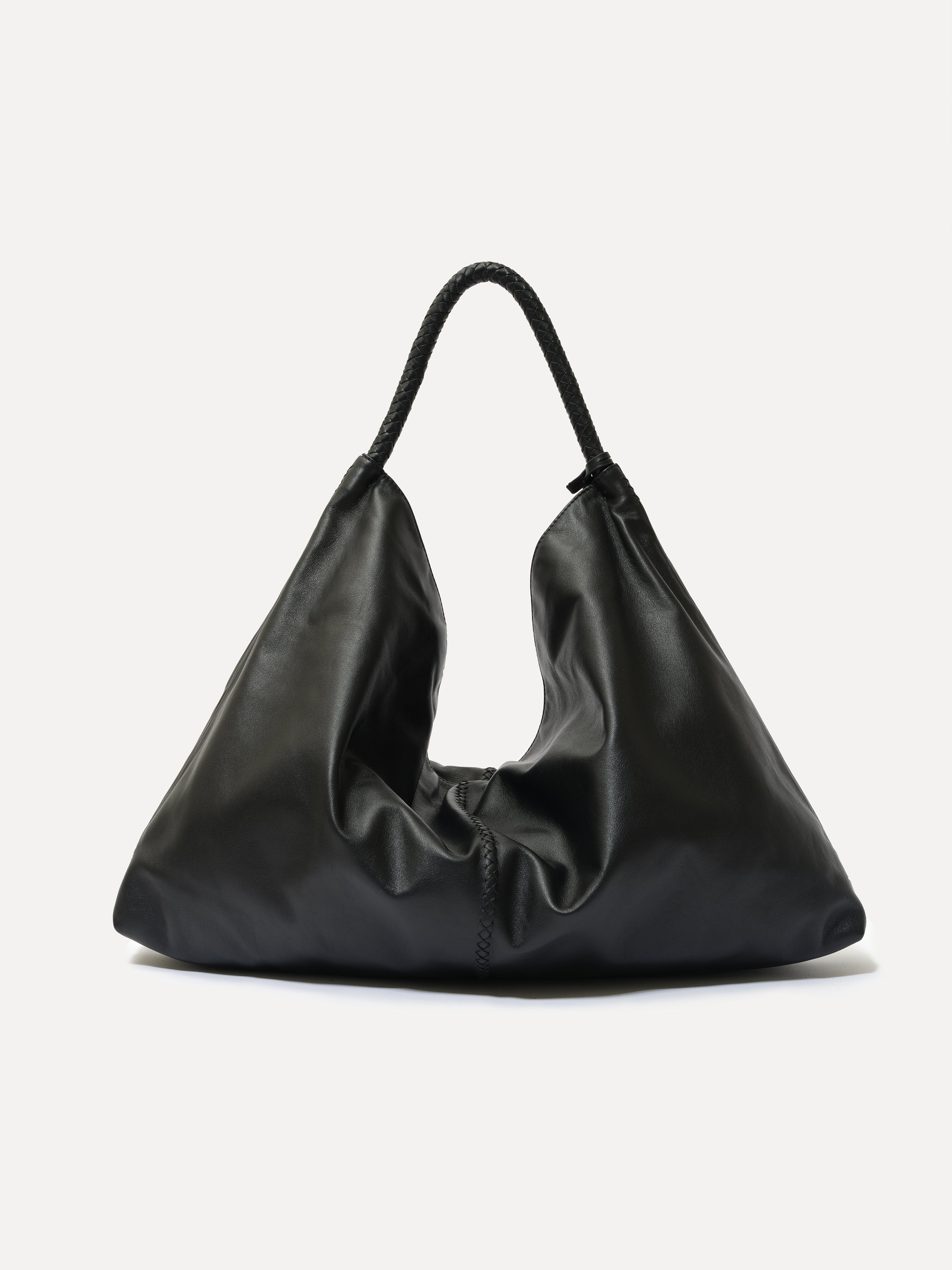 GALIA - Oversized tote bag with woven handle and removable tassel charm