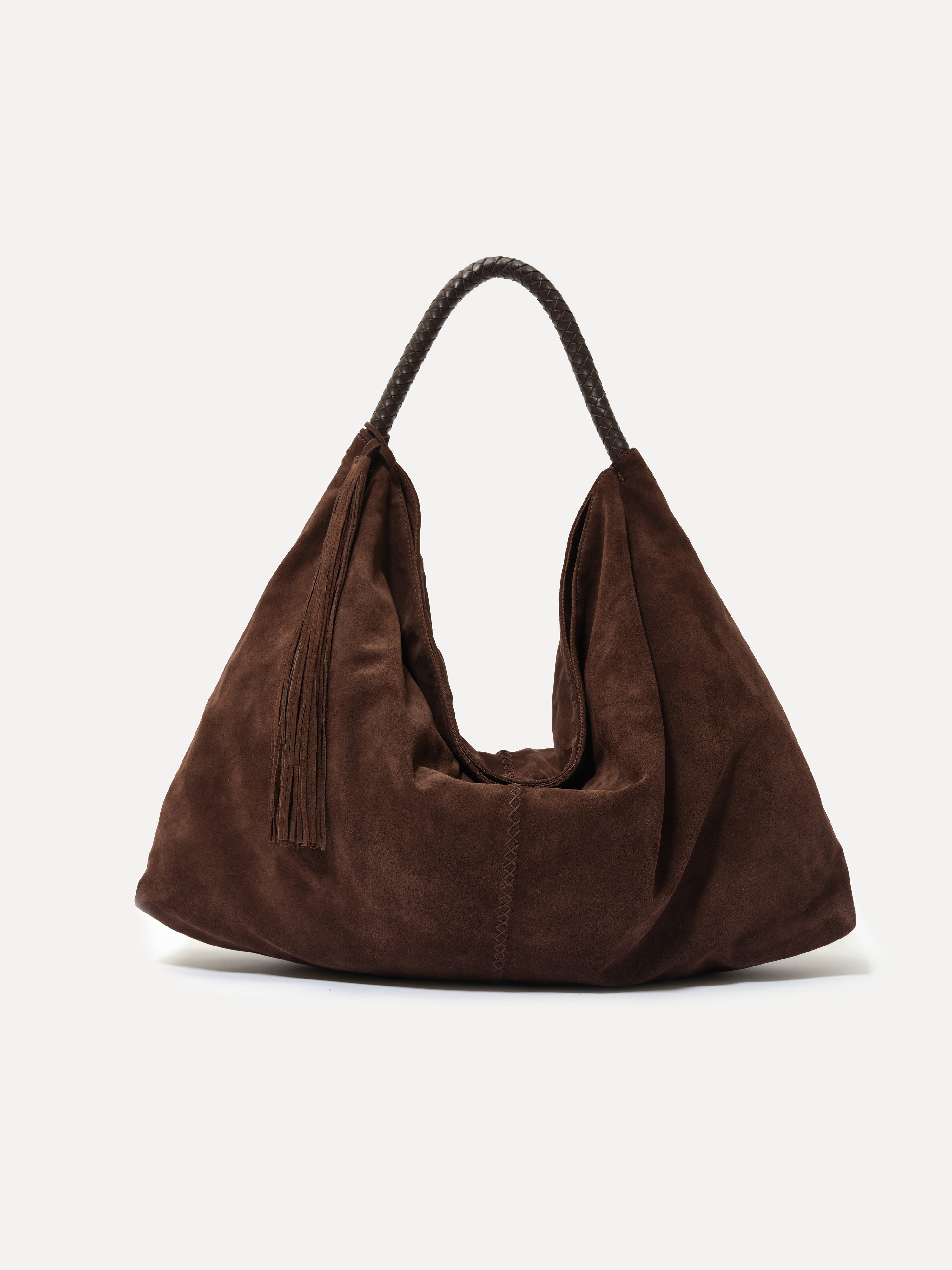 GALIA - Oversized tote bag with woven handle and removable tassel charm