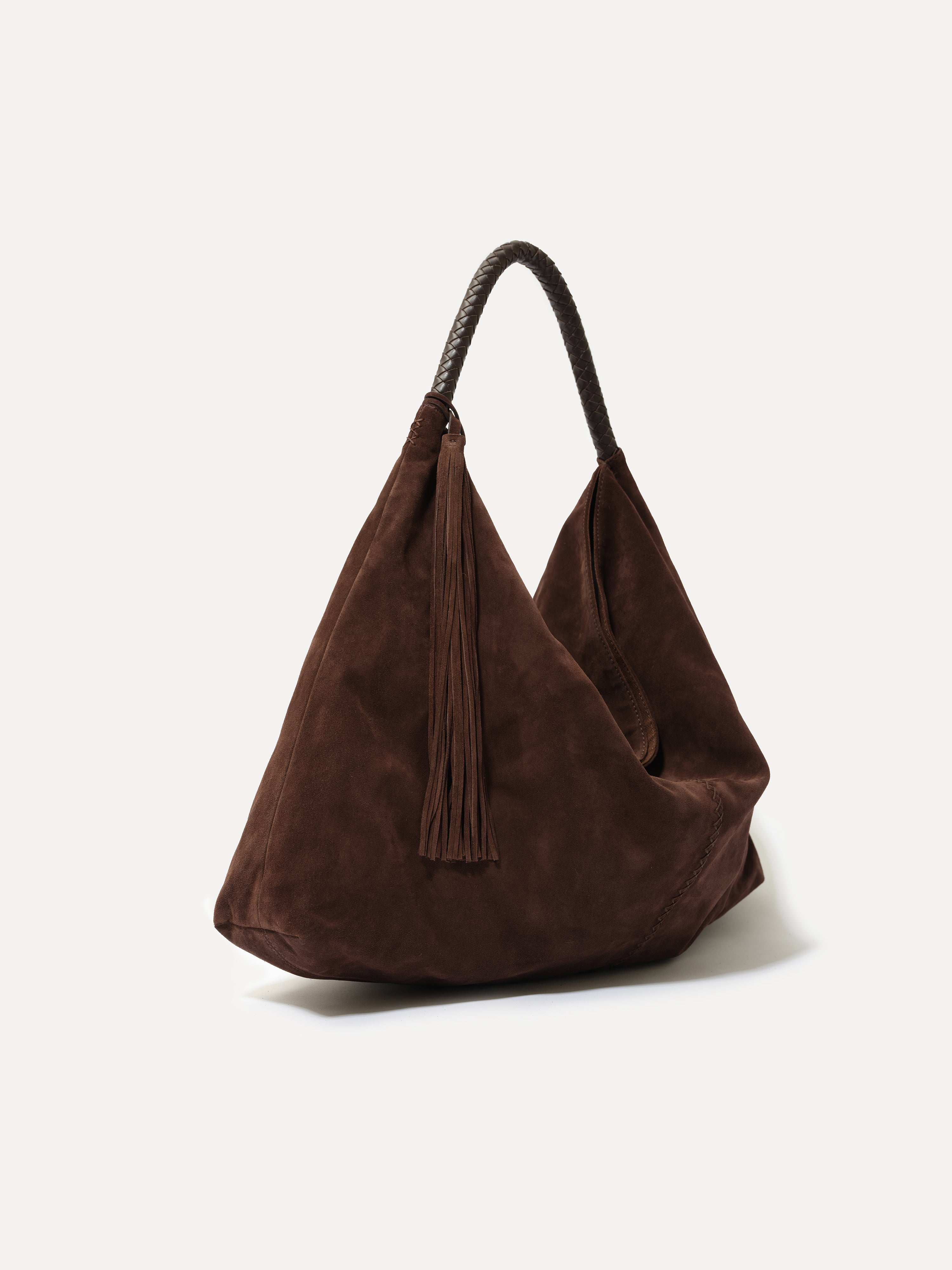 GALIA - Oversized tote bag with woven handle and removable tassel charm