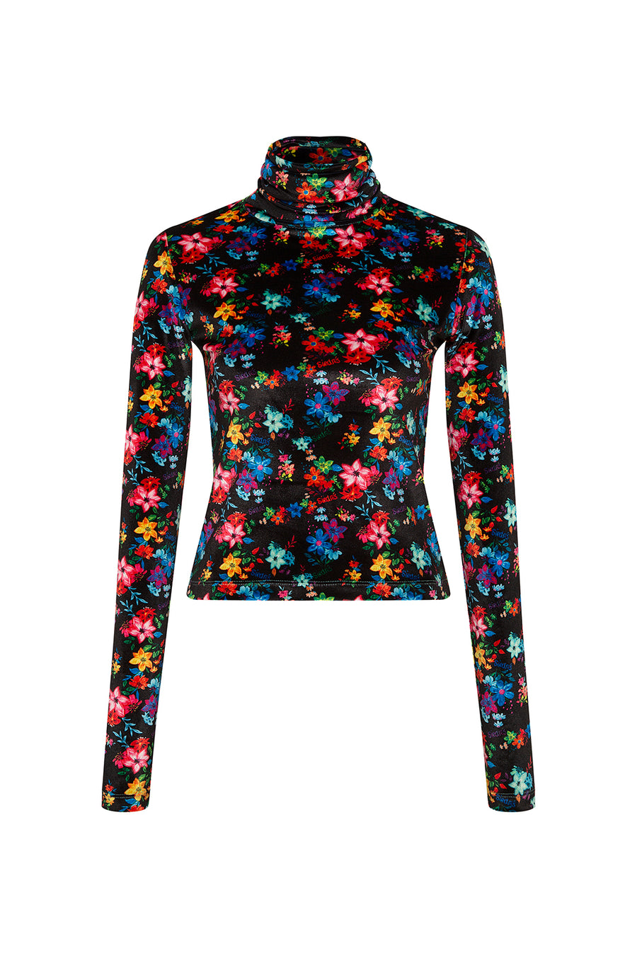 CODY - Floral printed fitted turtle neck top