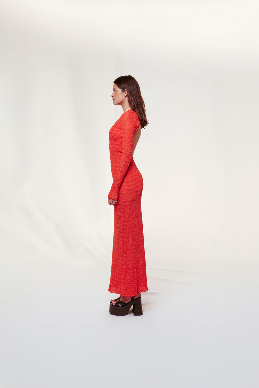 LENDI - Open-back textured maxi dress