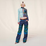 CODY - Mesh-panelled printed turtleneck top