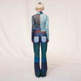 CODY - Mesh-panelled printed turtleneck top