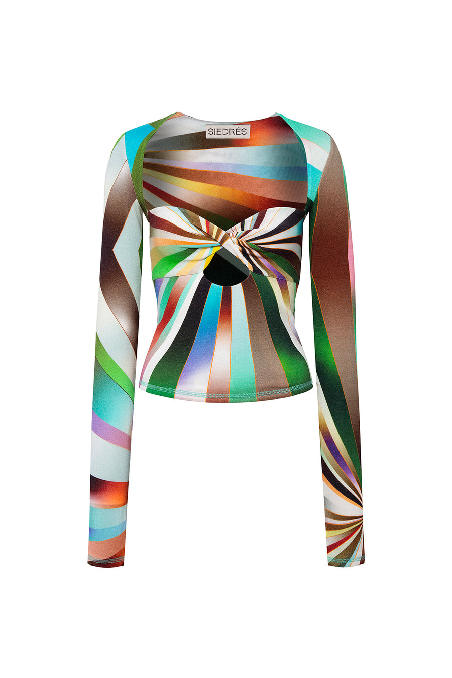 DIVY - Sun-ray printed knit top with knot