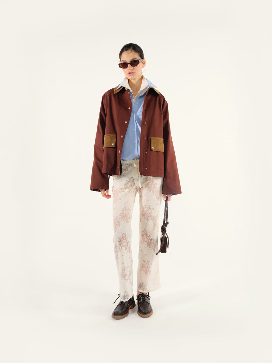 MUSY - Corduroy trimmed cotton jacket with printed lining – SIEDRÉS