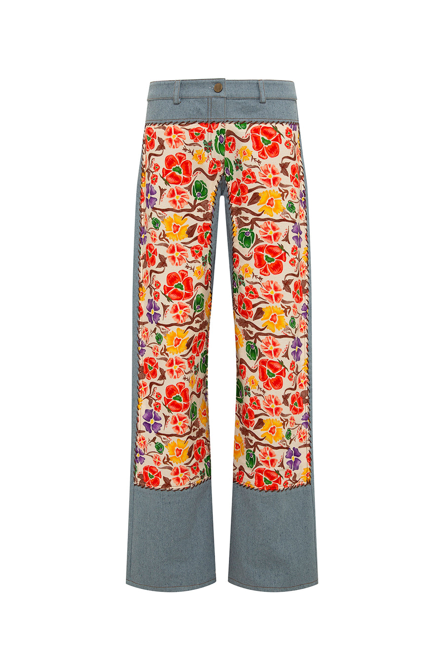 PATCH - Floral layered denim pants