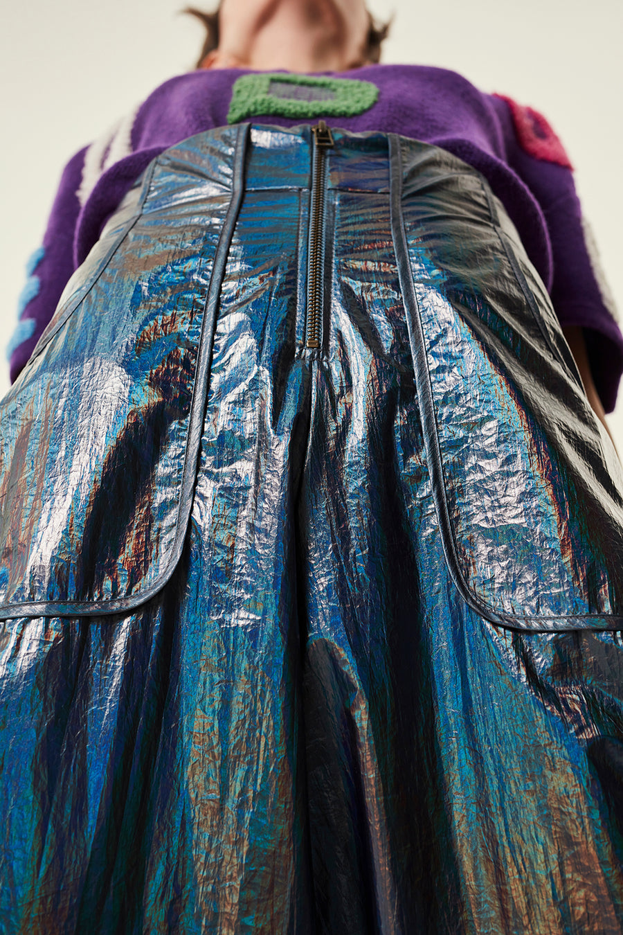 RINA - Hologramic pleated high waisted pants